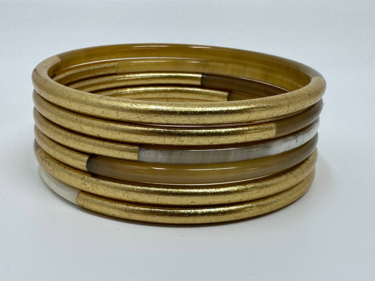 Jonc fin corne de buffle doré fait main — Bracelet délicat Vietnam