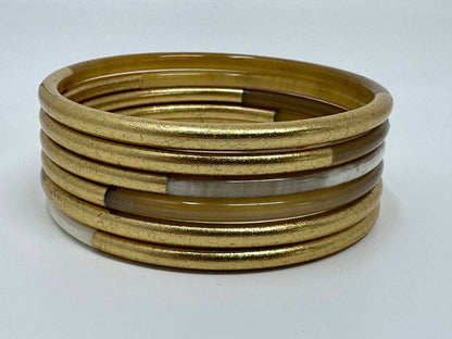 Jonc fin corne de buffle doré fait main — Bracelet délicat Vietnam