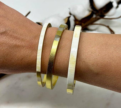 jonc carré corne buffle doré fait main bracelet artisanal Vietnam femme