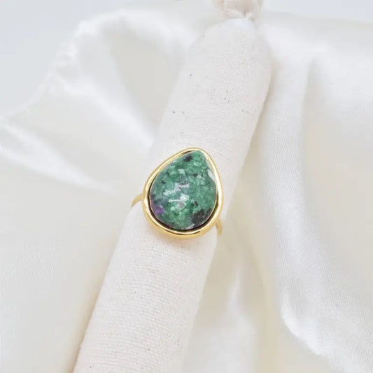 bague pierre naturelle acier doré réglable tailles 52 60 femme