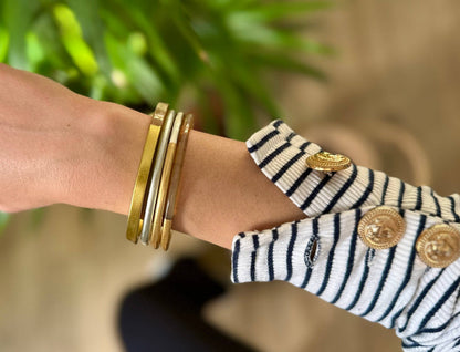 jonc fin corne buffle doré fait main délicat bracelet Vietnam femme