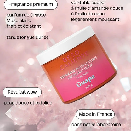 gommage corps exfoliant doux musc blanc 300g peau soyeuse femme