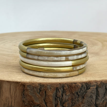jonc corne buffle doré bracelet artisanal fait main Vietnam femme
