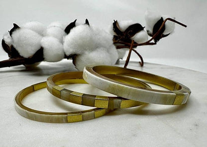 jonc carré corne buffle doré fait main bracelet artisanal Vietnam femme